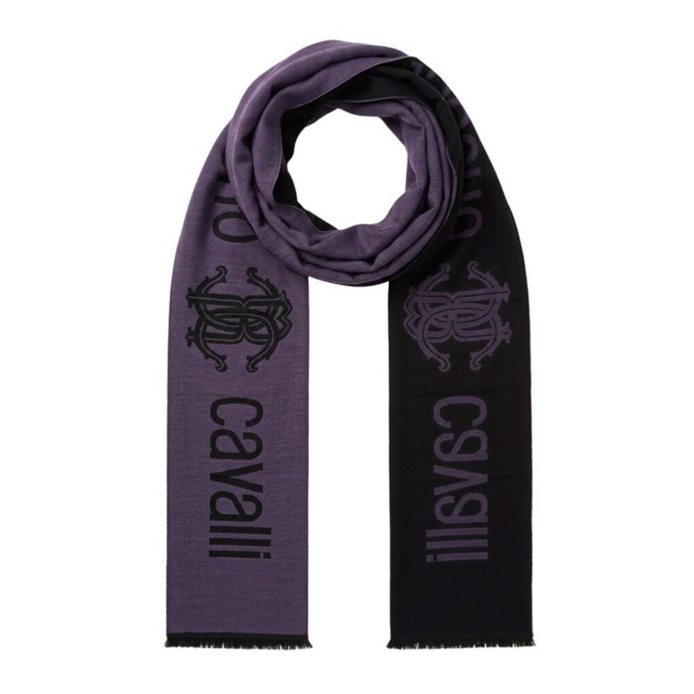 Roberto Cavalli ESZ061 03000 Purple Wool Blend Signature Mens Scarf
